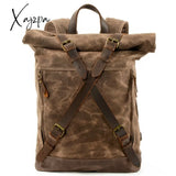 Xajzpa - New Luxury Vintage Canvas Backpacks For Men Oil Wax Leather Travel Backpack Large