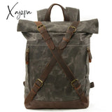 Xajzpa - New Luxury Vintage Canvas Backpacks For Men Oil Wax Leather Travel Backpack Large