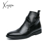 Xajzpa - New Men Ankle Boots Brown Black Buckle Strap Classic Fashion Business Shoes For With Free
