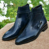 Xajzpa - New Men Ankle Boots Brown Black Red Classic Business Casual Fashion Party Wild Personality