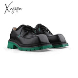 Xajzpa - New Men Leather Platform Oxfords Slip On Thick Tottom Male Derby Shoes Casual Loafers Mens