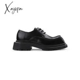 Xajzpa - New Men Leather Platform Oxfords Slip On Thick Tottom Male Derby Shoes Casual Loafers Mens