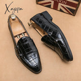 Xajzpa - New Men Monk Loafers Pu Solid Color Round Toe Double Buckle Stone Pattern Fashion Business