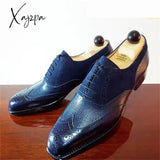 Xajzpa - New Men Pu Leather Shoes Lace Up Casual Dress Brogue Spring Ankle Boots Vintage Classic