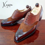 Xajzpa - New Men Pu Leather Shoes Lace Up Casual Dress Brogue Spring Ankle Boots Vintage Classic