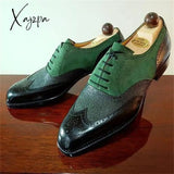 Xajzpa - New Men Pu Leather Shoes Lace Up Casual Dress Brogue Spring Ankle Boots Vintage Classic