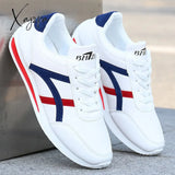 Xajzpa - New Men’s Shoes Fashion Leather Non-Slip White Casual Sports Round Toe Low-Top