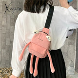 Xajzpa - New Personality Girl Small Bag Tide Cartoon Cute Frog Casual Messenger Chest Unisex