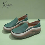 Xajzpa - New Platform Flats Loafers Women Shoes Autumn Spring Fad Sports Pu Leather Walking Running