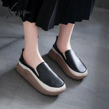 Xajzpa - New Platform Flats Loafers Women Shoes Autumn Spring Fad Sports Pu Leather Walking Running