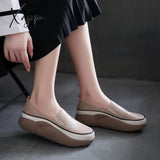 Xajzpa - New Platform Flats Loafers Women Shoes Autumn Spring Fad Sports Pu Leather Walking Running