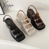 Xajzpa - New Platform Sandals Ladies High Heels Summer Women’s Shoes Wedge Open Toe Shallow Solid