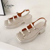 Xajzpa - New Platform Sandals Ladies High Heels Summer Women’s Shoes Wedge Open Toe Shallow Solid