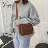 Xajzpa - New Plush Fabric Women’s Shoulder Crossbody Bag Small Fashion Lamwool Fluffy Fur Winter