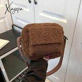 Xajzpa - New Plush Fabric Women’s Shoulder Crossbody Bag Small Fashion Lamwool Fluffy Fur Winter