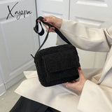 Xajzpa - New Plush Fabric Women’s Shoulder Crossbody Bag Small Fashion Lamwool Fluffy Fur Winter