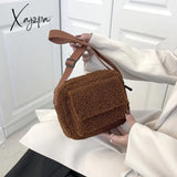 Xajzpa - New Plush Fabric Women’s Shoulder Crossbody Bag Small Fashion Lamwool Fluffy Fur Winter