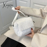 Xajzpa - New Plush Fabric Women’s Shoulder Crossbody Bag Small Fashion Lamwool Fluffy Fur Winter