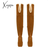 Xajzpa - New Quality Flock Leather Ankle Boots Women High Heels Platform Round Toe Autumn Winter