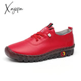 Xajzpa - New Spring Casual Women Shoes Platform Loafers Lace Up Leather Flats Slip-On Mom Shoe