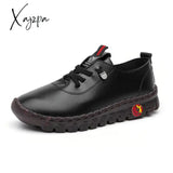 Xajzpa - New Spring Casual Women Shoes Platform Loafers Lace Up Leather Flats Slip-On Mom Shoe