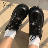 Xajzpa - New Spring Delias Leather Shoes Thick Bottom Platform Female Japanese Big Head Single