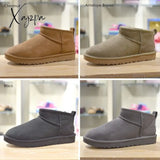 Xajzpa - New Style Basic Short Mini Winter Sheepskin Snow Boots Women Waterproof Natural Wool Fur