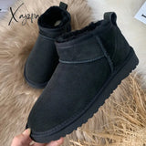 Xajzpa - New Style Basic Short Mini Winter Sheepskin Snow Boots Women Waterproof Natural Wool Fur