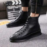 Xajzpa - New Style Fashion Ankle Boots Men Red White Casual Shoes Handmade Genuine Leather Luxury