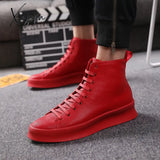 Xajzpa - New Style Fashion Ankle Boots Men Red White Casual Shoes Handmade Genuine Leather Luxury