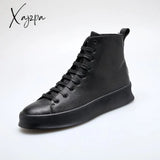 Xajzpa - New Style Fashion Ankle Boots Men Red White Casual Shoes Handmade Genuine Leather Luxury