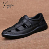 Xajzpa - New Summer Sandals Men’s Fashion All-Match Soft Bottom Leather Non-Slip Breathable