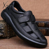 Xajzpa - New Summer Sandals Men’s Fashion All-Match Soft Bottom Leather Non-Slip Breathable