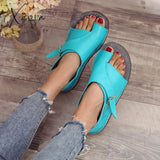 Xajzpa - New Summer Women Pu Leather Sandals Fashion Peep Toe Buckle Design Roman Flat Shoes Beach