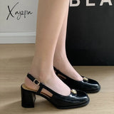 Xajzpa - New Summer Women Sandals Temperament Thick High Heel Mary Jane Females Fashion Cozy Cute