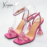 Xajzpa - New Transparent Flower Design Pvc Sandals Suitable For Women’s Fashion Style High Heels