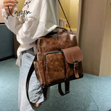 Xajzpa - New Trend Women Backpack Pu Leather Shoulder Bag Vintage Large Capacity Mochila Feminina Brown Travel Bag Brand Daypack