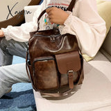 Xajzpa - New Trend Women Backpack Pu Leather Shoulder Bag Vintage Large Capacity Mochila Feminina