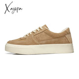 Xajzpa - New Vulcanize Shoes For Men Cow Suede Handmade Lace-Up Casual Canvas Skateboard Zapatillas