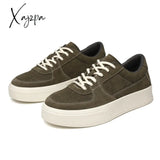 Xajzpa - New Vulcanize Shoes For Men Cow Suede Handmade Lace-Up Casual Canvas Skateboard Zapatillas