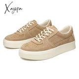 Xajzpa - New Vulcanize Shoes For Men Cow Suede Handmade Lace-Up Casual Canvas Skateboard Zapatillas