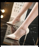 Xajzpa - New Woman Pink Pumps Luxury Designer Metal Pointed Stiletto Shallow Mouth Single Shoes