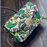 Xajzpa - New Women Bags Summer Graffiti Ladies Designer Handbags High Quality Chain Mini Bag