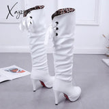 Xajzpa - New Women Boots Classics Red Sole Shoes Luxury Fashion Autumn Soft Leather Elegant