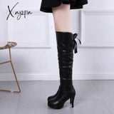 Xajzpa - New Women Boots Classics Red Sole Shoes Luxury Fashion Autumn Soft Leather Elegant