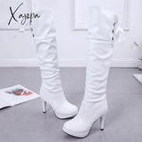 Xajzpa - New Women Boots Classics Red Sole Shoes Luxury Fashion Autumn Soft Leather Elegant