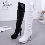 Xajzpa - New Women Boots Classics Red Sole Shoes Luxury Fashion Autumn Soft Leather Elegant