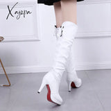 Xajzpa - New Women Boots Classics Red Sole Shoes Luxury Fashion Autumn Soft Leather Elegant