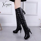 Xajzpa - New Women Boots Classics Red Sole Shoes Luxury Fashion Autumn Soft Leather Elegant