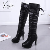 Xajzpa - New Women Boots Classics Red Sole Shoes Luxury Fashion Autumn Soft Leather Elegant